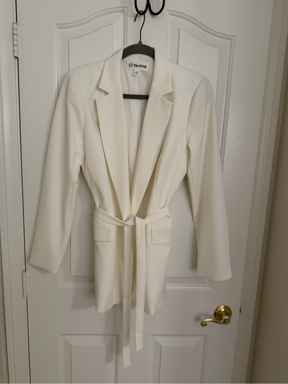 The Drop Women's Cream Belted Blazer Jacket